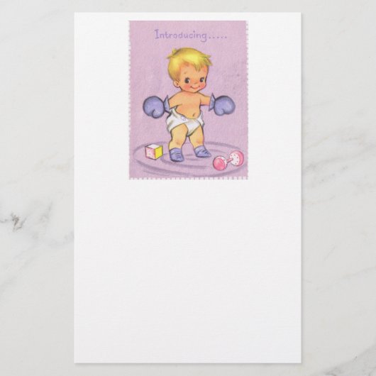  Baby Aankondiging/Boxing Handschoenen Briefpapier (Voorkant)