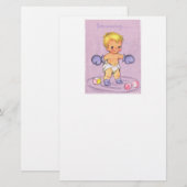  Baby Aankondiging/Boxing Handschoenen Briefpapier (Voorkant / Achterkant)