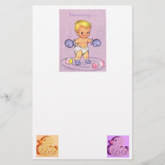  Baby Aankondiging/Boxing Handschoenen Briefpapier (Voorkant)