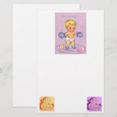  Baby Aankondiging/Boxing Handschoenen Briefpapier (Voorkant / Achterkant)