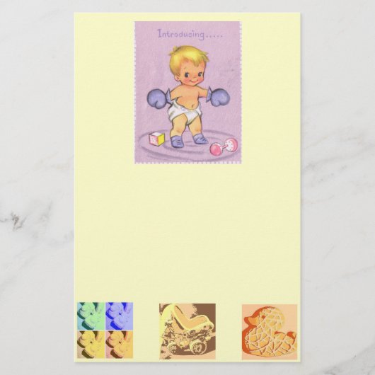 Baby Aankondiging/Boxing Handschoenen Briefpapier (Voorkant)