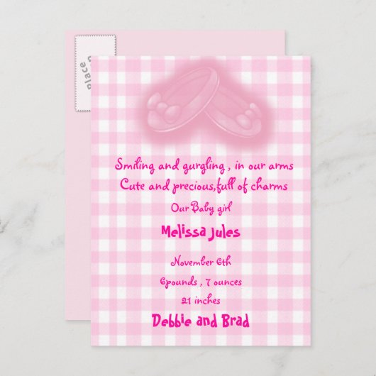 baby aankondiging briefkaart (Voorkant / Achterkant)