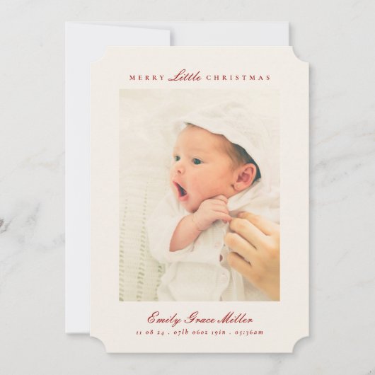 Baby Aankondiging Collage Merry Little Christmas (Voorkant)