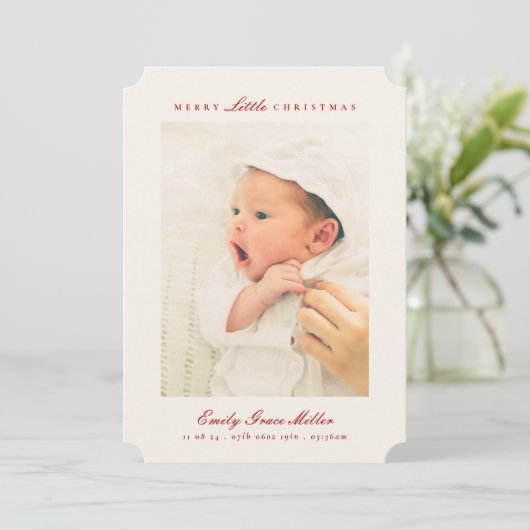 Baby Aankondiging Collage Merry Little Christmas (Staand voorkant)