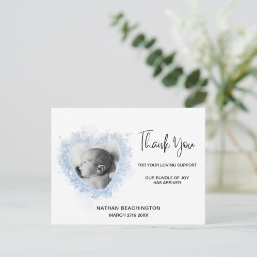 *~* Baby Aankondiging - Dank u Hart Briefkaart (Staand voorkant)