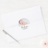 Baby Aankondiging, Dank u, Manuscript Ronde Sticker (Envelop)