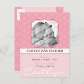 BABY AANKONDIGING:: elegant ingelijst 6 Aankondigingskaart (Voorkant / Achterkant)