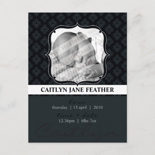 BABY AANKONDIGING:: elegant ingelijst 8 Aankondigingskaart (Voorkant)