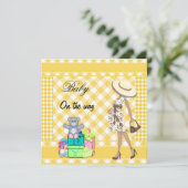 Baby Aankondiging Gele Ruitjes Gingham (Staand voorkant)