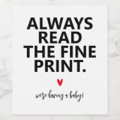 Baby Aankondiging Grappige zwangerschapsaankondigi Wijn Etiket (Enkel label)