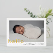 Baby Aankondiging Hallo Geschreven (Staand Voorkant)