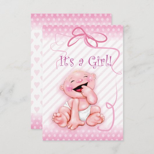 Baby aankondiging "Het is een meisje" (Voorkant / Achterkant)