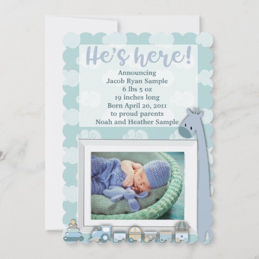 Baby Aankondiging, Hij is hier Kaart (Voorkant)