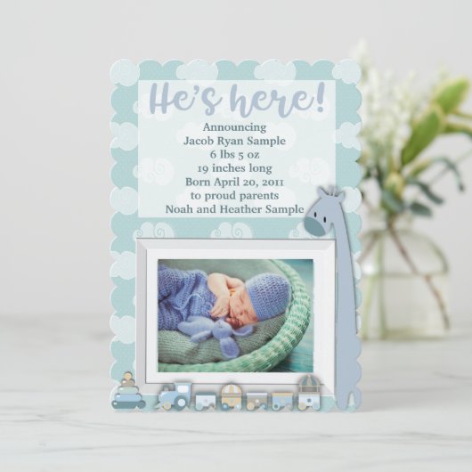 Baby Aankondiging, Hij is hier Kaart (Staand voorkant)