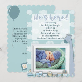 Baby Aankondiging, Hij is hier Kaart