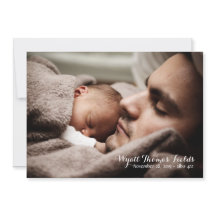 Baby Aankondiging in eenvoudig wit manuscript