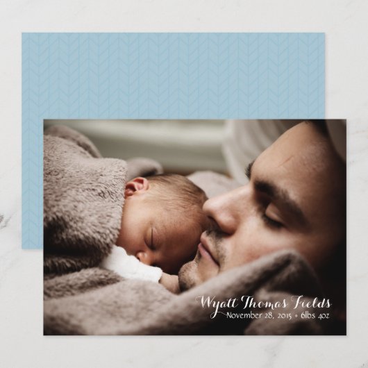 Baby Aankondiging in eenvoudig wit manuscript (Voorkant / Achterkant)