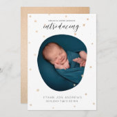 Baby Aankondiging Introductie gouden sterren met s (Voorkant / Achterkant)