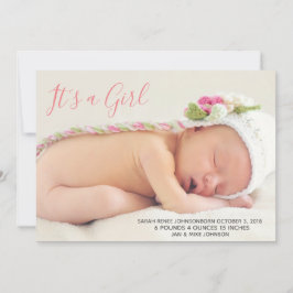 Baby Aankondiging Kaart - Het is een meisje