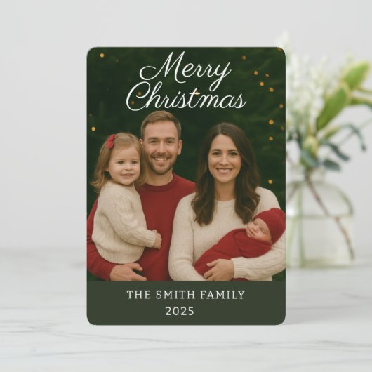 Baby Aankondiging  Kerst Kaart (Staand voorkant)