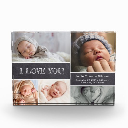 Baby Aankondiging Liefde Pasgeboren Stats Fotocoll Fotoblokken (Voorkant)