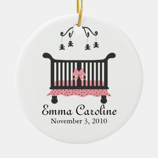 Baby Aankondiging met geboortedatum Keramisch Ornament (Voorkant)