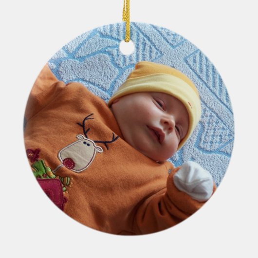 Baby Aankondiging met geboortedatum Keramisch Ornament (Achterkant)