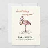 Baby Aankondiging met waterverf Flamingo (Voorkant)