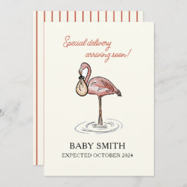 Baby Aankondiging met waterverf Flamingo