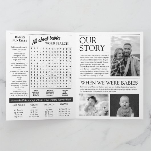 Baby Aankondiging Nieuwsblad Zwangerschap onthulle (Binnen)