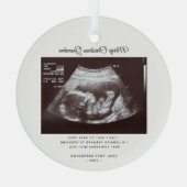 Baby Aankondiging Oma Christmas Keepsake Glas Ornament (Achterkant)