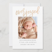 Baby Aankondiging - Overjoyed gold glitter script (Voorkant)