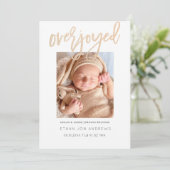 Baby Aankondiging - Overjoyed gold glitter script (Staand voorkant)