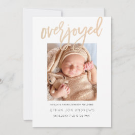 Baby Aankondiging - Overjoyed gold glitter script