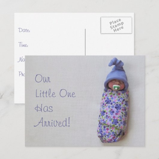 Baby Aankondiging: Polymer Clay Baby Aankondigingskaart (Voorkant / Achterkant)