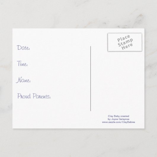 Baby Aankondiging: Polymer Clay Baby Aankondigingskaart (Achterkant)