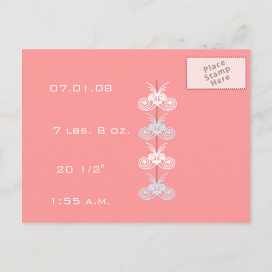Baby aankondiging roze (Achterkant)
