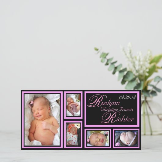 Baby Aankondiging - Roze (Staand voorkant)