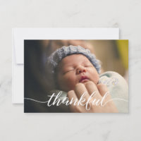 Baby Aankondiging, Thankful Script, wit type