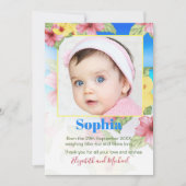 Baby Aankondiging Tropische Floral Beach (Voorkant)