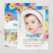 Baby Aankondiging Tropische Floral Beach (Voorkant / Achterkant)