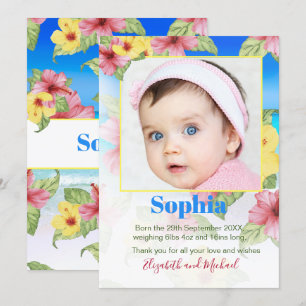 Baby Aankondiging Tropische Floral Beach