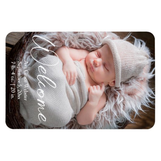 Baby Aankondiging Welkom Geboorteaankondiging Magneet (Horizontaal)