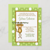 "Baby aap" 4x5 Baby shower uitnodiging (Voorkant / Achterkant)