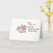 Baby aap (achteruit rijden op een varken) kaart (Gele Bloem)