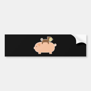 Baby aap Achterwaarts gericht op een varken Bumpersticker
