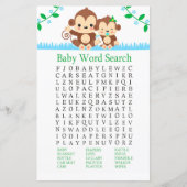 Baby aap Baby shower Word Search Game (Voorkant)