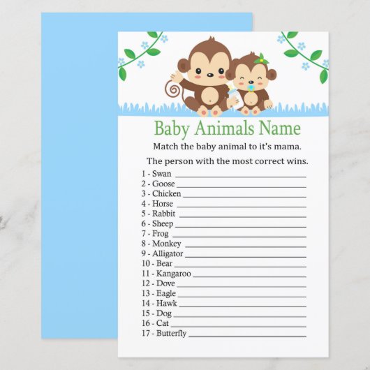 Baby aap Babydieren Naam Game (Voorkant / Achterkant)