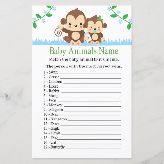 Baby aap Babydieren Naam Game (Voorkant)