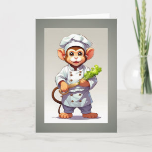Baby Aap Chef Illustratie Lege Groet  Kaart